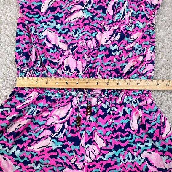 Lilly Pulitzer Tala Romper Lobstah Roll Pink Navy XL - Picture 10 of 12